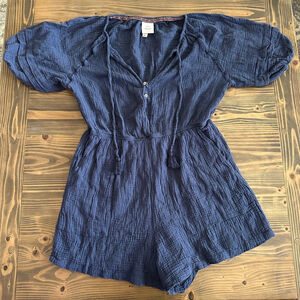 Women’s Knox Rose Blue Gauze Romper XXL Festival Boho crinkled gauze fabric